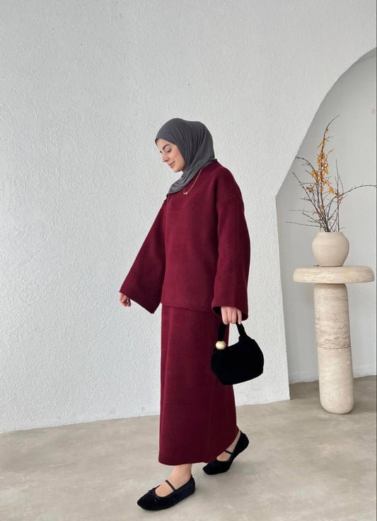 Wool Top and Skirt Matching Set ( standard size )